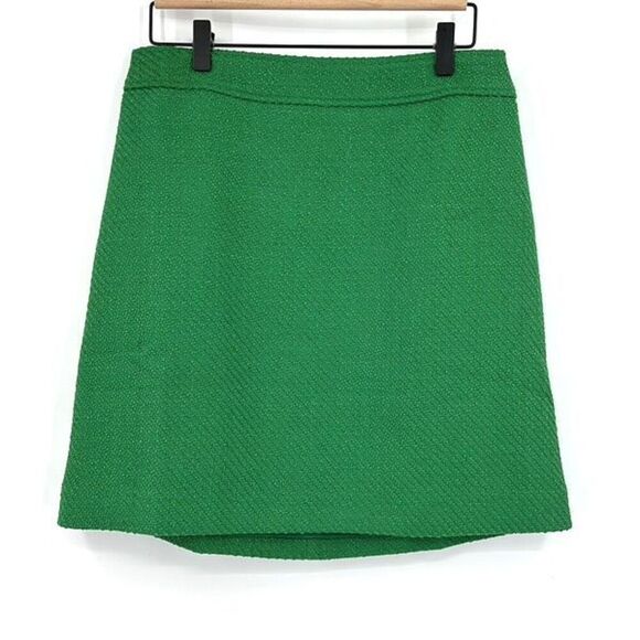NWT J. Crew Green Back Zip Fully Lined Textured A-Line Mini Skirt Size 6 - Picture 2 of 11
